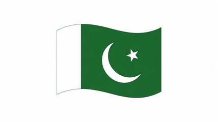 Flag of Pakistan Isolated on White Background
