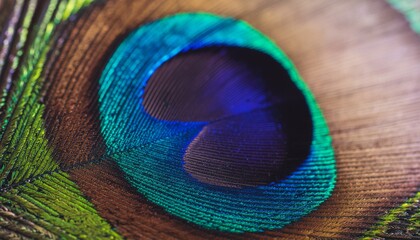 Fototapeta premium High Resolution Close Up of a Peacock Feather with Iridescent Colors and Fine Details