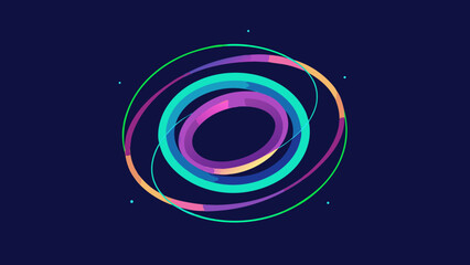 Geometric Neon Rings in Motion