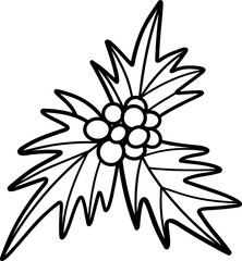 Funny Christmas holly berries. Christmas, New year concept. Cute Hand drawn illustration