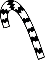 Funny Christmas candy cane. Christmas, New year concept. Cute Hand drawn illustration