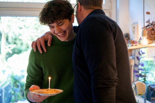 at home, father, son, family, together, strong, generations, birthday, party, candle, cookie, simple solutions