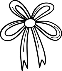 Funny Christmas bow. Christmas, New year concept. Cute Hand drawn illustration