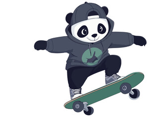 Cool Panda Skateboarding Vector Illustration Perfect for T-shirts Posters and More