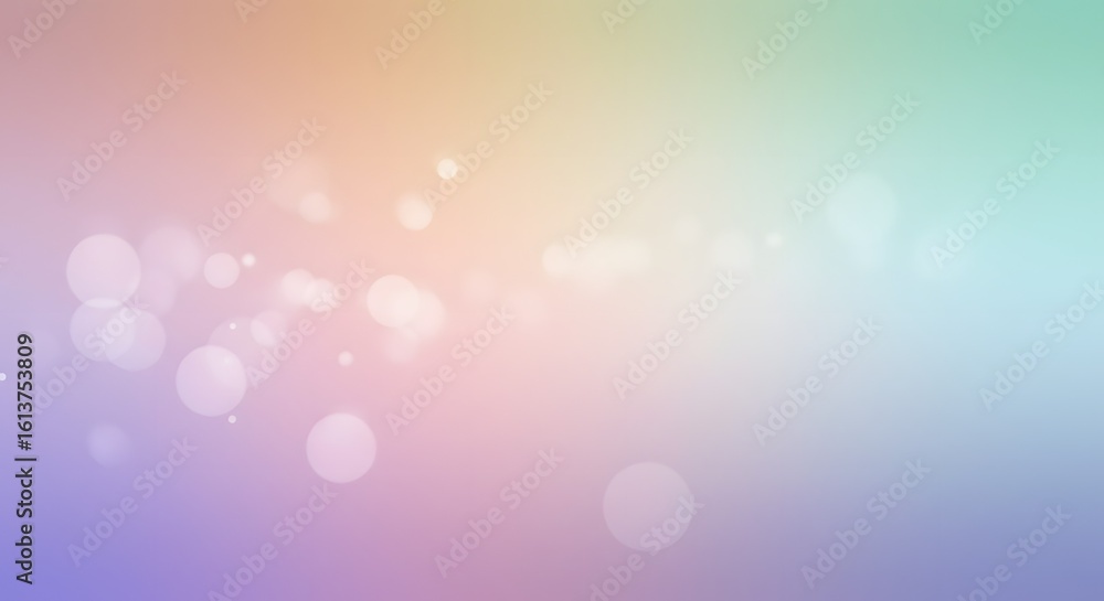 Poster abstract pastel gradient background with bokeh lights, transitioning from purple and pink to yellow 