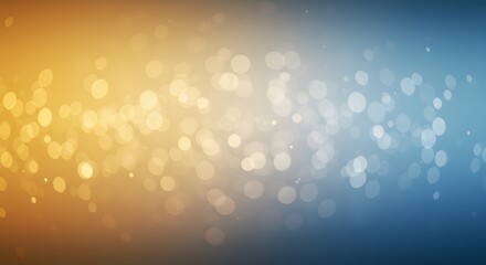 Abstract background with blurred bokeh lights transitioning from warm gold to cool blue tones, creating a soft and dreamy effect.