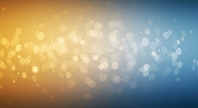 Abstract background with blurred bokeh lights transitioning from warm gold to cool blue tones, creating a soft and dreamy effect.
