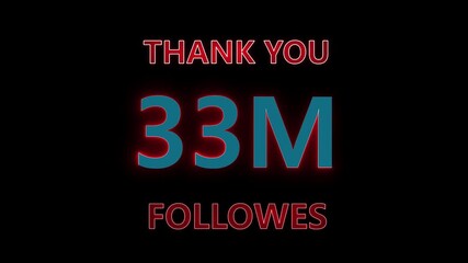 Blue neon text animation thank you message for social media followers. Futuristic thank you text reveal for social media follower milestone. - Powered by Adobe