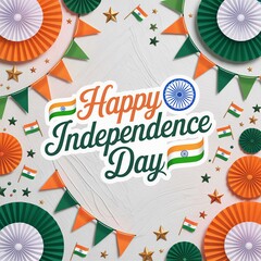 Happy Independence Day India Celebration Banner with National Colors