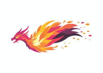 Obraz premium Fiery Flying Dragon Mascot Logo with Gradient Colors Ideal for Gaming and Esports Branding