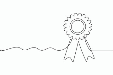 Single line drawing of a rosette award isolated on white background