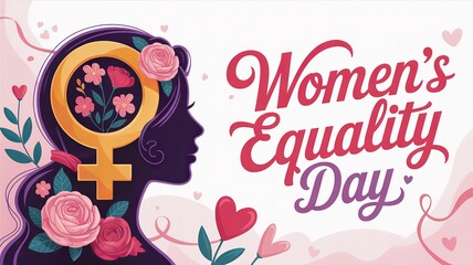 Women's Equality Day Floral Silhouette with Gender Symbol