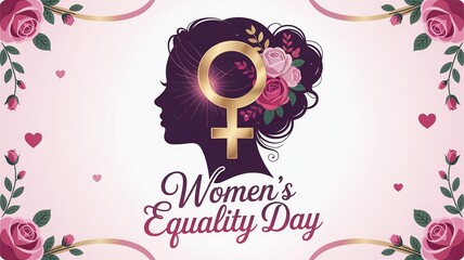 Women's Equality Day Floral Silhouette with Gender Symbol