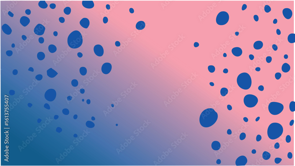 Poster abstract dots a background with a seamless organic blob pattern, using a lively mix of pink and blue