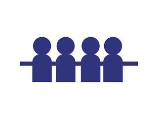 机に並んだ人々のアイコンのイラスト