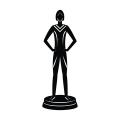 Award Ceremony Female Winner Silhouette Trophy Design on White Background