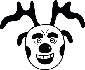 Funny funky Christmas deer. Christmas, New year concept. Cute Hand drawn illustration