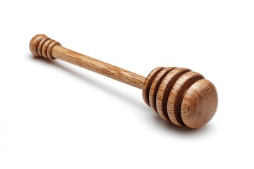 Wooden honey dipper, light brown hue, smooth surface, simple design