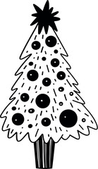 Funny Christmas tree. Christmas, New year concept. Cute Hand drawn illustration