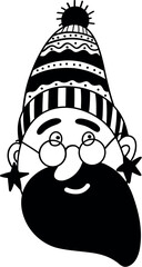 Funny Christmas man. Christmas, New year concept. Cute hand drawn illustration