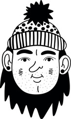 Funny Christmas man. Christmas, New year concept. Cute hand drawn illustration