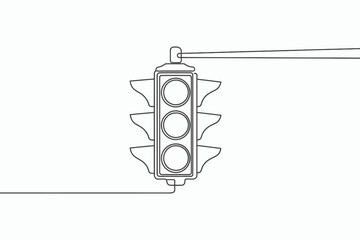 Simple line drawing of a traffic light isolated on white background