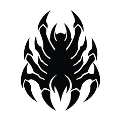 Tribal Scorpion Tattoo Design Black Ink Art Graphic on White Background