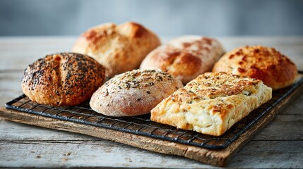 Assorted Artisan Breads On Rustic Wooden Table. Freshly Baked Bread Selection Showcasing Variety And Texture