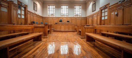 Spacious courtroom with polished wood