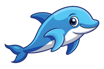 Obraz premium Cartoon Dolphin Illustration Cute Blue Sea Animal for Children s Designs