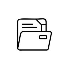 Outline icon an open folder with documents file archive