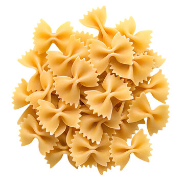 Pile of farfalle pasta isolated on transparent background