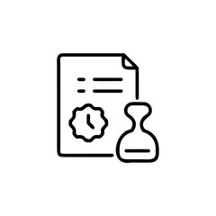 Outline icon document with clock stamp paper time