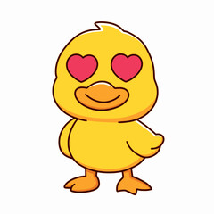 illustration of cute duck expressing emotions isolated on white background