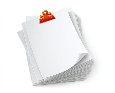 Stack of blank papers clipped together