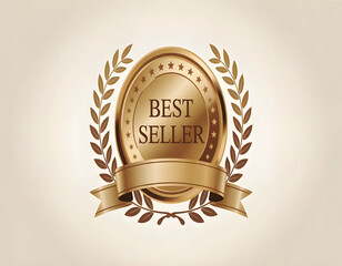 Best Seller golden round emblem - vector stamp, imprint, label, sticker with Best Seller lettering and stars