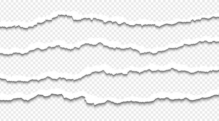 Ripped paper strips with rough torn edges