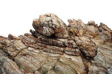 Huge heap with quartzite rock boulders isolated on white background. Quartzite pile.   