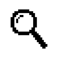 Magnifying glass pixel icon. Search tool pixel art.