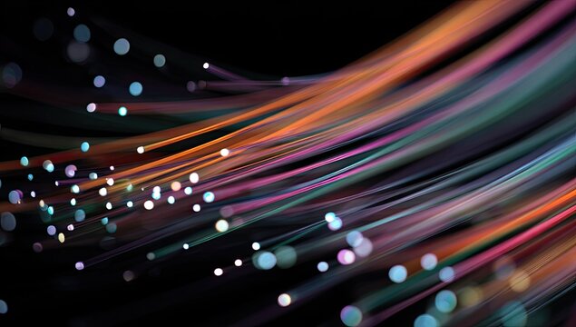 Abstract digital art with glowing lines and particles