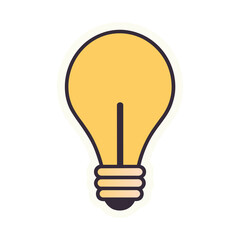 Yellow lightbulb icon on pink background flat vector in pastel minimalist style