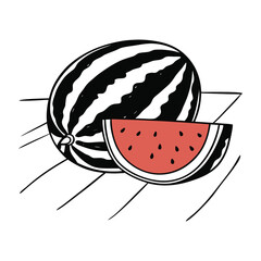 Juicy Watermelon Slices Summer Fruit Illustration on White Background