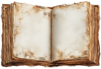 Open, aged book, blank pages, antique look
