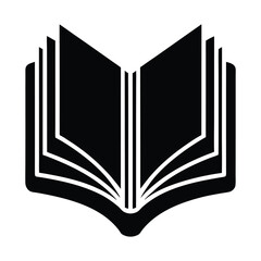 Open Book Icon Black and White Simple Reading Knowledge Library Education on White Background