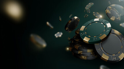 Flying poker chips symbolizing an online casino platform