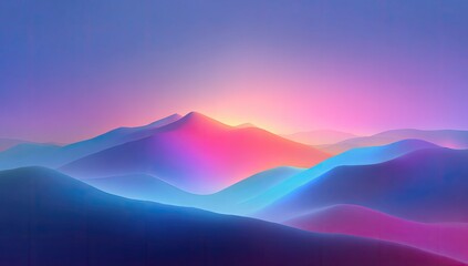 Abstract mountain range at sunrise, vibrant colors