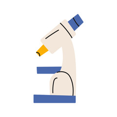 Laboratory microscope icon. Cartoon science equipment for biology, chemistry, education or research projects. Vector isolated.