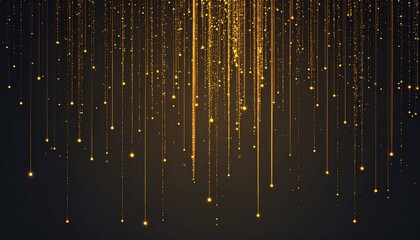 Elegant golden light particles falling vertically like rain