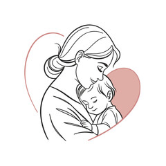 Mother and baby vector illustration showing love and family with mother and child silhouette cartoon design