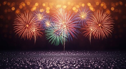 Spectacular fireworks display illuminating a crowd below